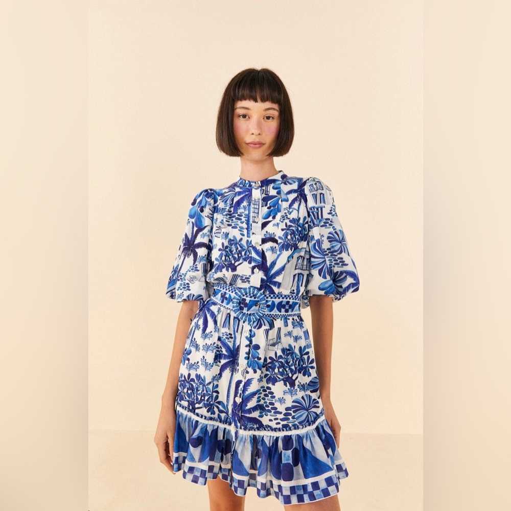 Farm Rio sweet rio puff sleeve mini dress